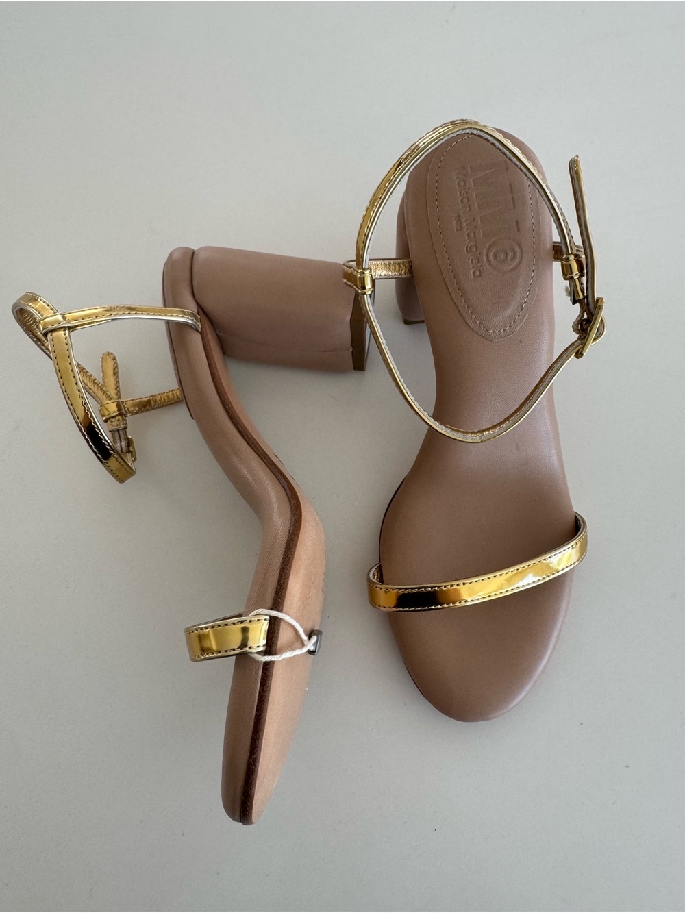 MM6 Maison Martin Margiela Gold Metallic leather heels sz 7